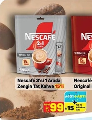 Nescafe 2'Si 1 Arada Zengin Tat Kahve 15'Li