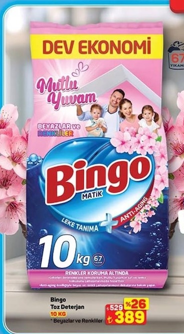 Bingo Toz Deterjan 10 Kg Beyazlar Ve Renkliler