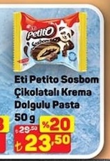 Eti Petito Sosbom Çikolatalı Krema Dolgulu Pasta 50 G