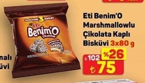 Eti Benim'O Marshmallowlu Çikolata Kaplı Bisküvi 3X80 G