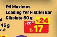 Eti Maximus Loading Yer Fıstıklı Bar Çikolata 50 G