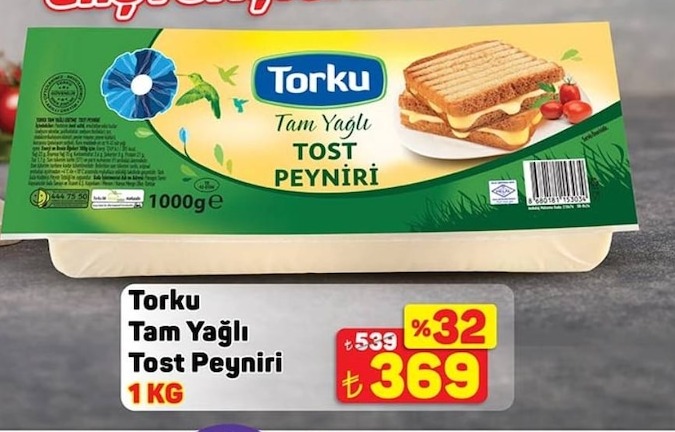 Torku Tam Yagli Toast Peyniri 1 Kg
