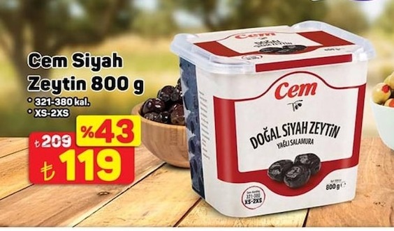 Cem Siyah Zeytin 800 G