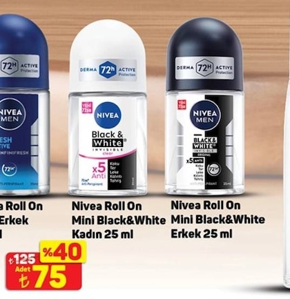 Nivea Roll On Mini Black&White Kadın 25 Ml