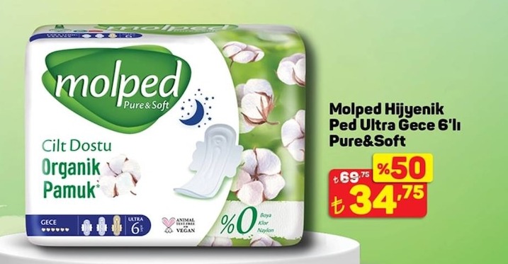 Molped Hijyenik Ped Ultra Gece 6'Lı Pure&Soft