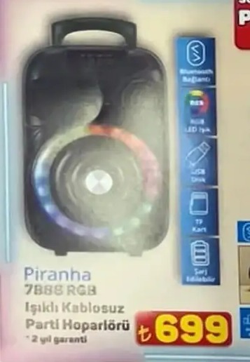Piranha 7888 Rgb Işıklı Kablosuz Parti Hoparlörü