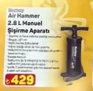 Bestway Air Hammer 2.8 L Manuel Şişirme Aparatı