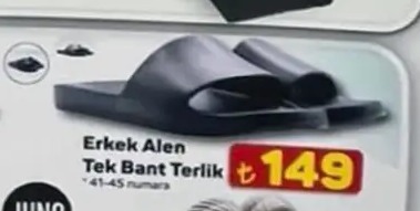 Erkek Alen Tek Bant Terlik 41-45 Numara