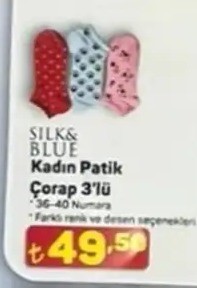 Silk&Blue Kadın Patik Çorap 3'Lü 36-40 Numara