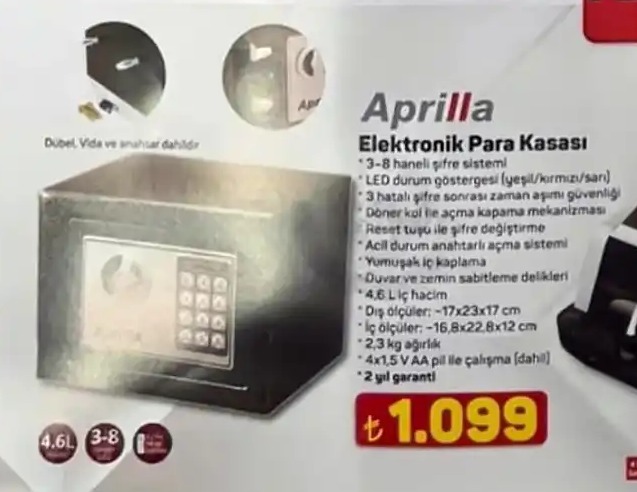 Aprilla Elektronik Para Kasası