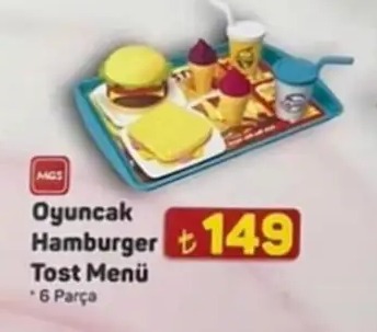 Oyuncak Hamburger Tost Menü 6 Parça