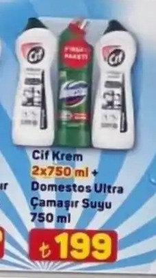 Cif Krem 2X750Ml + Domestos Ultra Çamaşır Suyu 750Ml