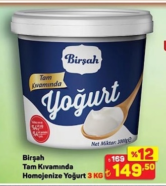 Birşah Tam Kıvamında Homojenize Yoğurt 3Kg