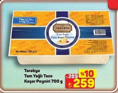 Târâbya Tam Yağlı Taze Kaşar Peyniri 700G