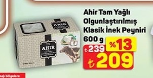Ahir Tam Yagli Olgunlastirilmis Klasik Inek Peyniri 600G