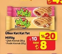 Ülker Kat Kat Tat Milföy Çilek Kremalı 28G, Fındık Kremalı 25G