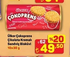 Ülker Çikoprens Çikolata Kremalı Sandviç Bisküvi 10X30G
