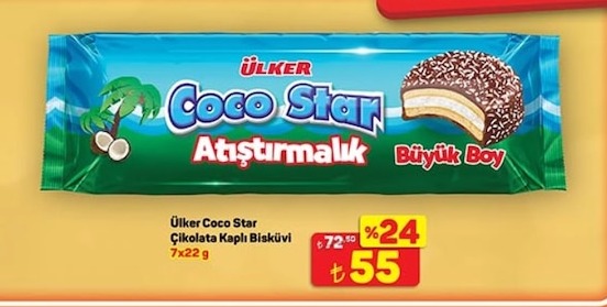 Ülker Coco Star Çikolata Kaplı Bisküvi 7X22G