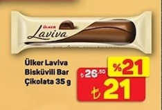 Ülker Laviva Bisküvili Bar Çikolata 35G