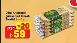 Ülker Altınbaşak Çöğertmeli & Kinoalı Bisküvi 5X40G
