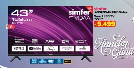 Simfer 43Sf5Vs4N Fhd Vidaa Smart Led Tv