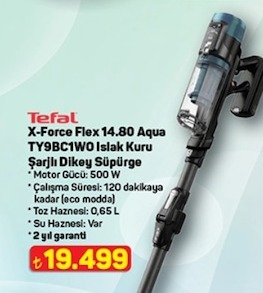 Tefal X-Force Flex 14.80 Aqua Ty9Bc1W0 Islak Kuru Şarjlı Dikey Süpürge 0,65 L