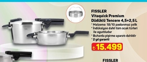 Fissler Vitaquick Premium Düdüklü Tencere 4,5+2,5 L
