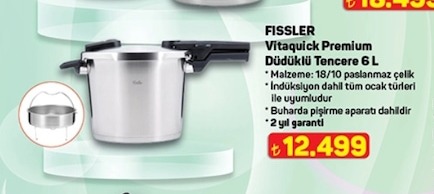 Fissler Vitaquick Premium Düdüklü Tencere 6 L