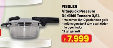 Fissler Vitaquick Pressure Düdüklü Tencere 3.5 L