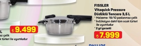 Fissler Vitaquick Pressure Düdüklü Tencere 3,5 L