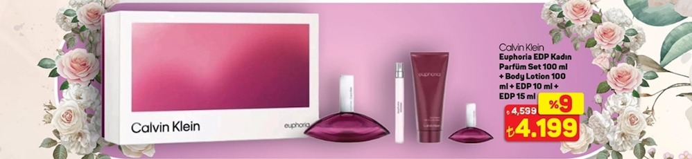 Calvin Klein Euphoria Edp Kadın Parfüm Set 100 Ml + Body Lotion 100 Ml + Edp 10 Ml + Edp 15 Ml