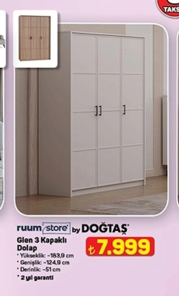 Doğtaş Glen 3 Kapaklı Dolap