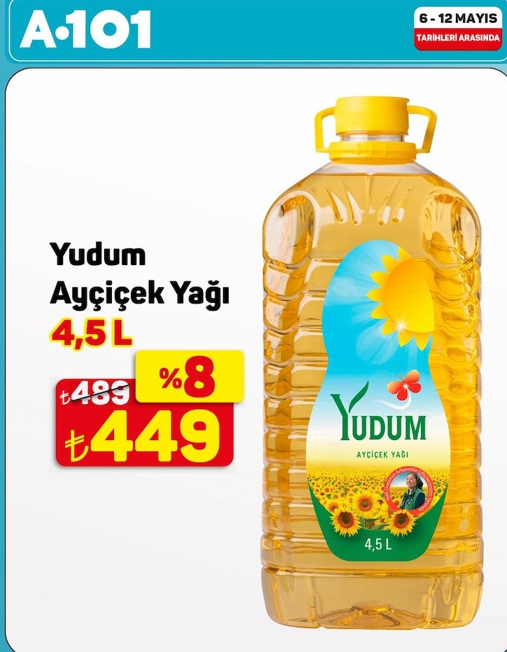 Yudum Ayçiçek Yağı 4,5 L