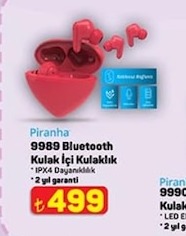 Piranha 9989 Bluetooth Kulak İçi Kulaklık