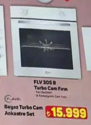 Flavel Flv 305 B Turbo Cam Fırın Beyaz Turbo Cam Ankastre Set