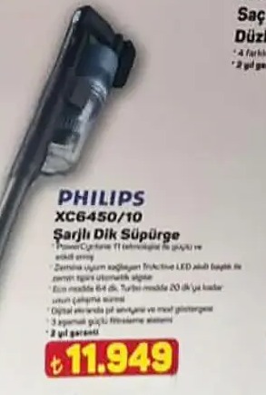 Philips Xc6450/10 Şarjlı Dik Süpürge