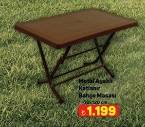 Metal Ayaklı Katlanır Bahçe Masası 70X120 Cm