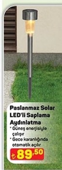 Paslanmaz Solar Led'Li Saplama Aydınlatma
