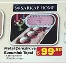 Metal Çerezlik Ve Sunumluk Tepsi 3 Adet Çerezlik