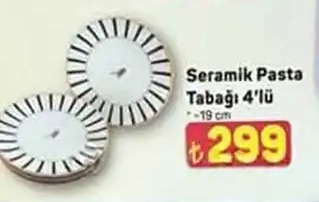 Seramik Pasta Tabagi 4'Lü 19Cm