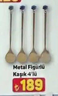 Metal Figürlü Kaşık 4'Lü