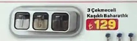 3 Çekmeceli Kaşıklı Baharatlık