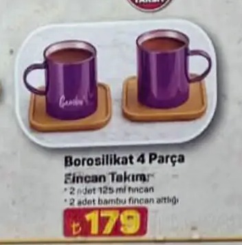 Borosilikat 4 Parça Fincan Takımı