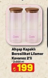 Ahşap Kapaklı Borosilikat Lilamor Kavanoz 2'Li 2X800 Ml
