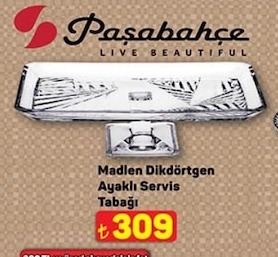 Madlen Diktörtgen Ayaklı Servis Tabağı