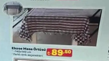 Ekose Masa Örtüsü 140X140 Cm