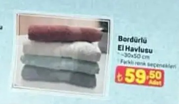 Bordürlü El Havlusu 30X50 Cm