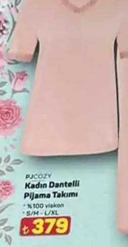 Pjcozy Kadin Dantelli Pijama Takımı %100 Viskon S/M-L/Xl