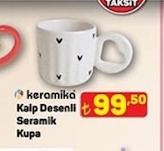 Keramika Kalp Desenli Seramik Kupa