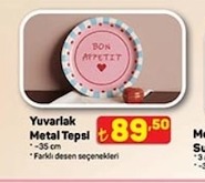 Yuvarlak Metal Tepsi - 35 Cm